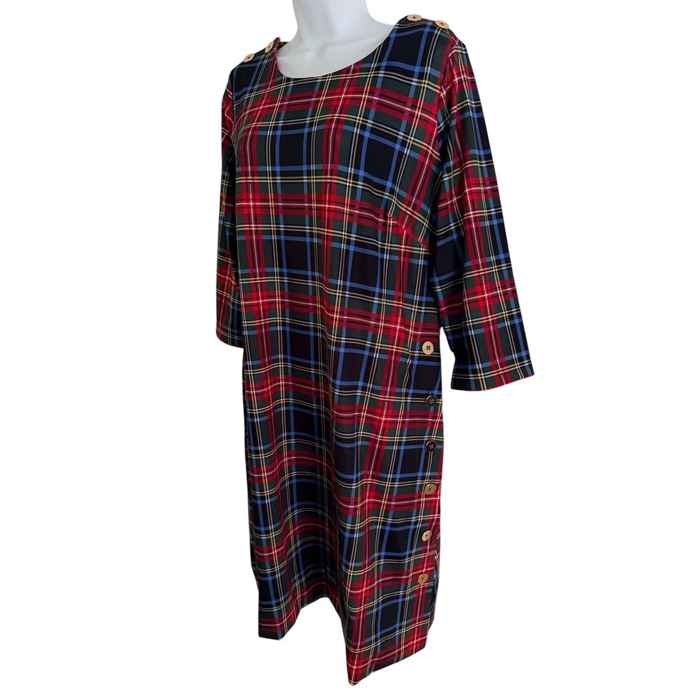 Gretchen Scott‎ Plaid Dress 2X Red Tartan Preppy Holiday Shift Plus Size Goddess